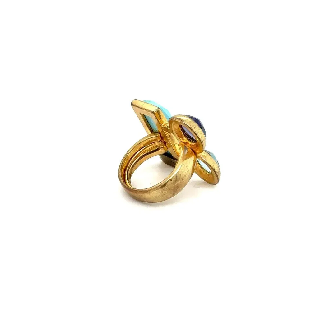 KARA by KARA ROSS Gold Tone Multi-Gem Statement Cocktail Ring | Blue Gemstone